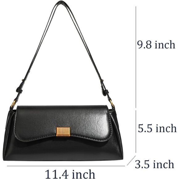 Vintage Small Black Shoulder Bag for Women Zipper Closure and Classic Design - Picture 5 of 7